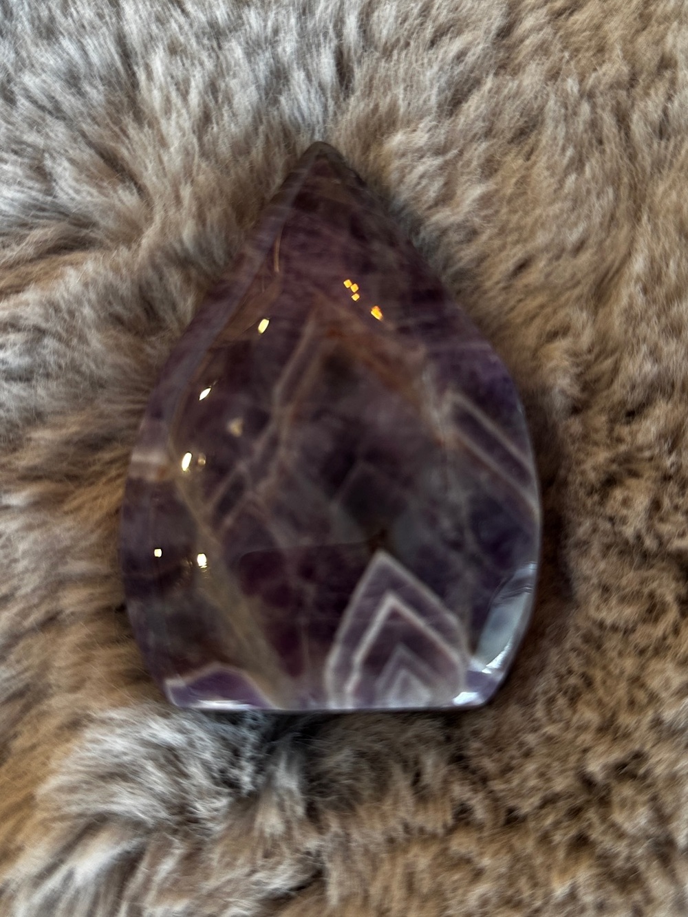Natural Purple Chevron Amethyst Crystal Teardrop
